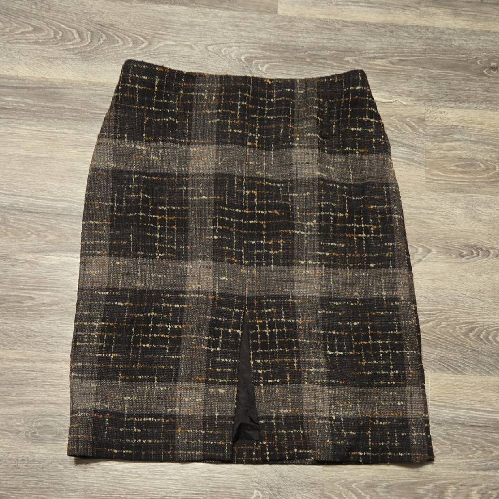 NWT Jenne Maag Front Slit Plaid Skirt Sz L/10